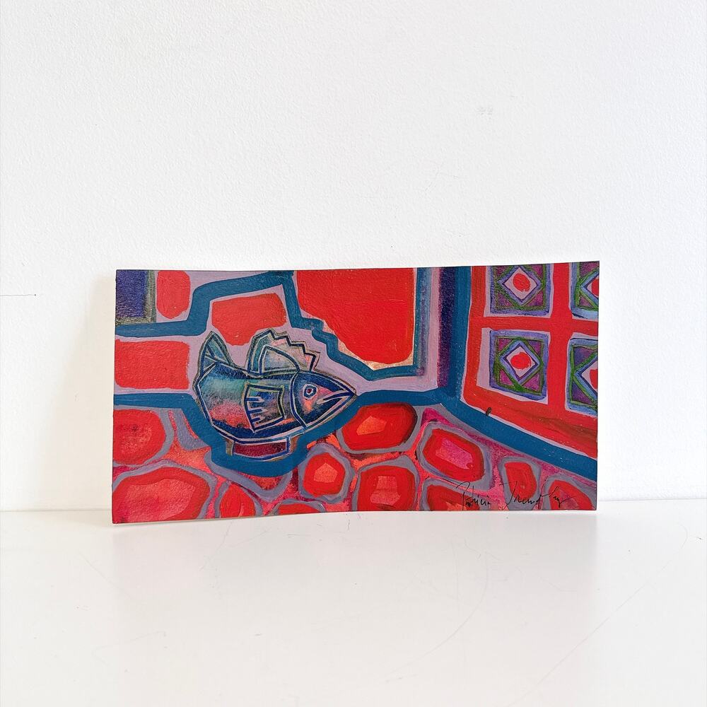 PATRICIA TREMBLAY ORIGINAL ABSTRACT PAINTING HOLY MADELINE CHRIST IN THE DESERT
